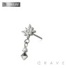 IMPLANT GRADE TITANIUM THREADLESS PUSH IN STARBURST PYRAMID DANGLE CZ TOP PART